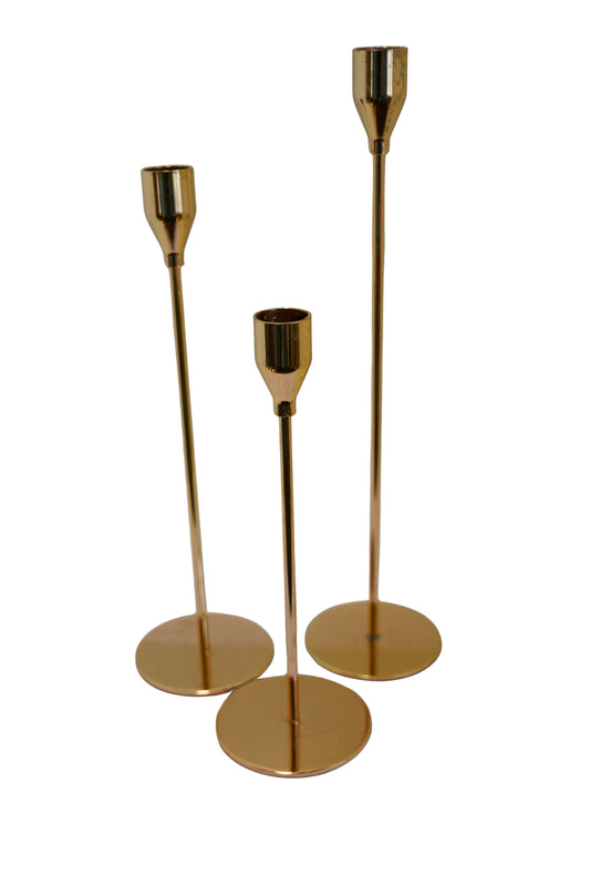 Stabkerzenhalter Gold – 3er‑Set – 34 / 29 / 24 cm – Elegante Kerzendeko mieten