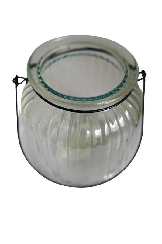 Windlicht hängend – Rund & geriffelt – 10,5 × 11 cm – Romantische Lichtdekoration mieten