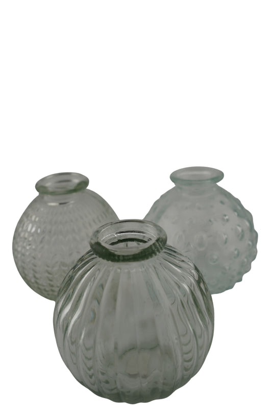 Vase rund Glas – 8,5 × 8 cm – In drei Ausführungen – Kleine Tischvase mieten